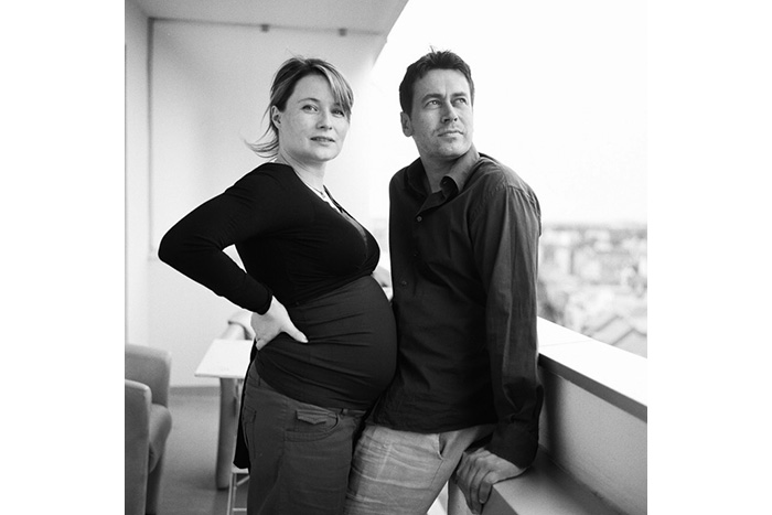 portrait femme enceinte rolleiflex 6x6 moyen format noir et blanc
